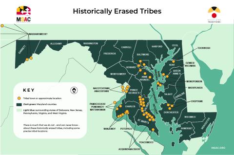Map of historically erased tribes in Maryland