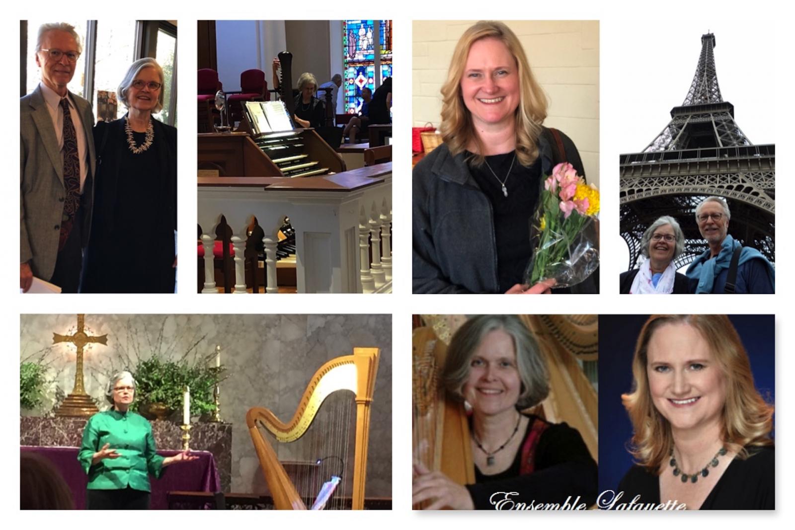 Photos of the performers, Diane Kinsley and Rebecca Anstine Smith, with composer Peter Mathews.