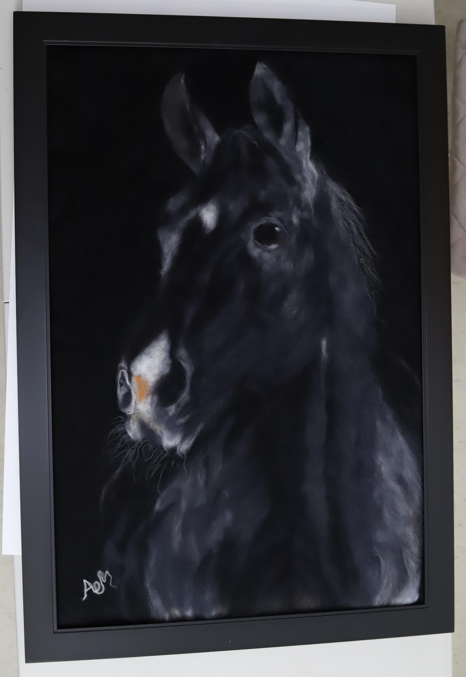 When life stops, the colors disappear...we can give up, or we can see the gain of power in black! And the horse of power carries us away from the black, so that we can again see the colors of life!