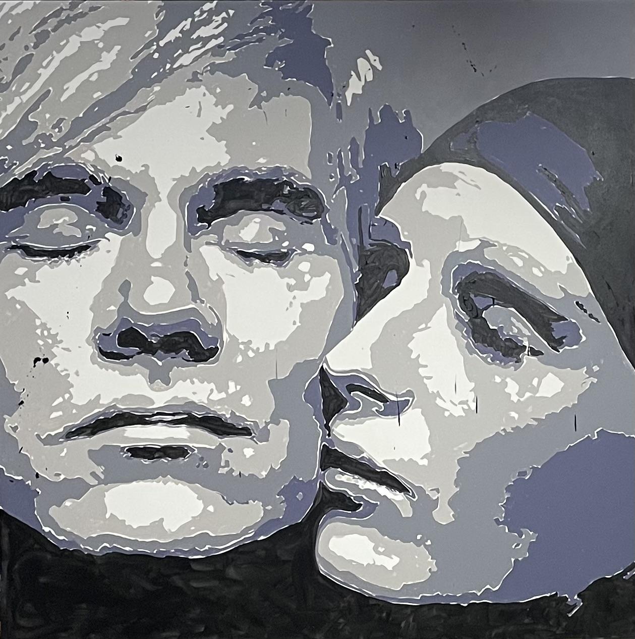 Figurative abstract of Andy Warhol and Candy Darling. This piece was was made to show the love and friendship between 2 distinctive artists and how it should represent the same feeling today.