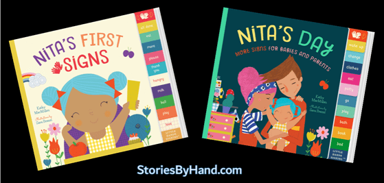 Nita's First Signs by Kathy MacMillan, illustrated by Sara Brezzi. Familius Press, 2018.
Nita's Day by Kathy MacMillan, illustrated by Sara Brezzi. Familius Press, 2020.
